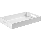 Sooyee Serving Tray with Handles,16" x 12" Decorative Tray,Coffee Table Tray,Acrylic Tray for Breakfast, Tea, Food, Butler,Table Ottoman Vanity Countertop,White
