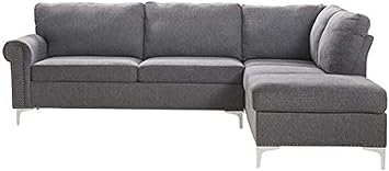 Laurissa Sectional Sofa W Ottoman 54370 In Charcoal By Acme