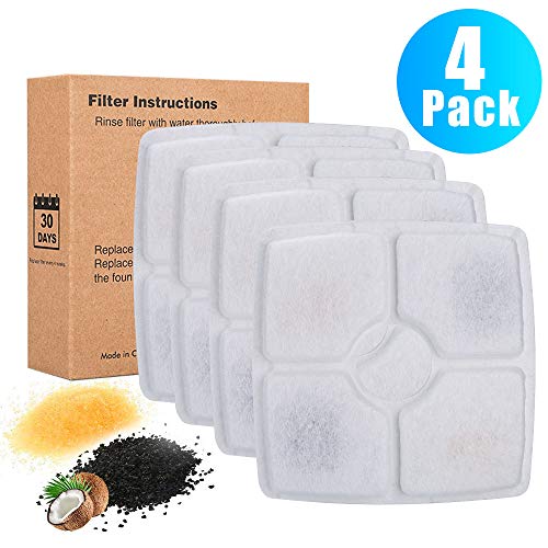 DELOMO Replacement Filters for 84oz/2.5 L Automatic Electronic Cat Water Fountain pet Water Drinking Fountain, Pack of 4