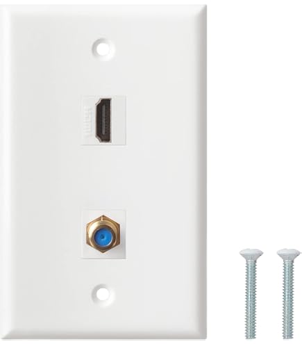 UltraPro HDMI & Koax Wandplatte Weiß – 1x HDMI, 1x F-Stecker, Für Unterputz, 4K-tauglich