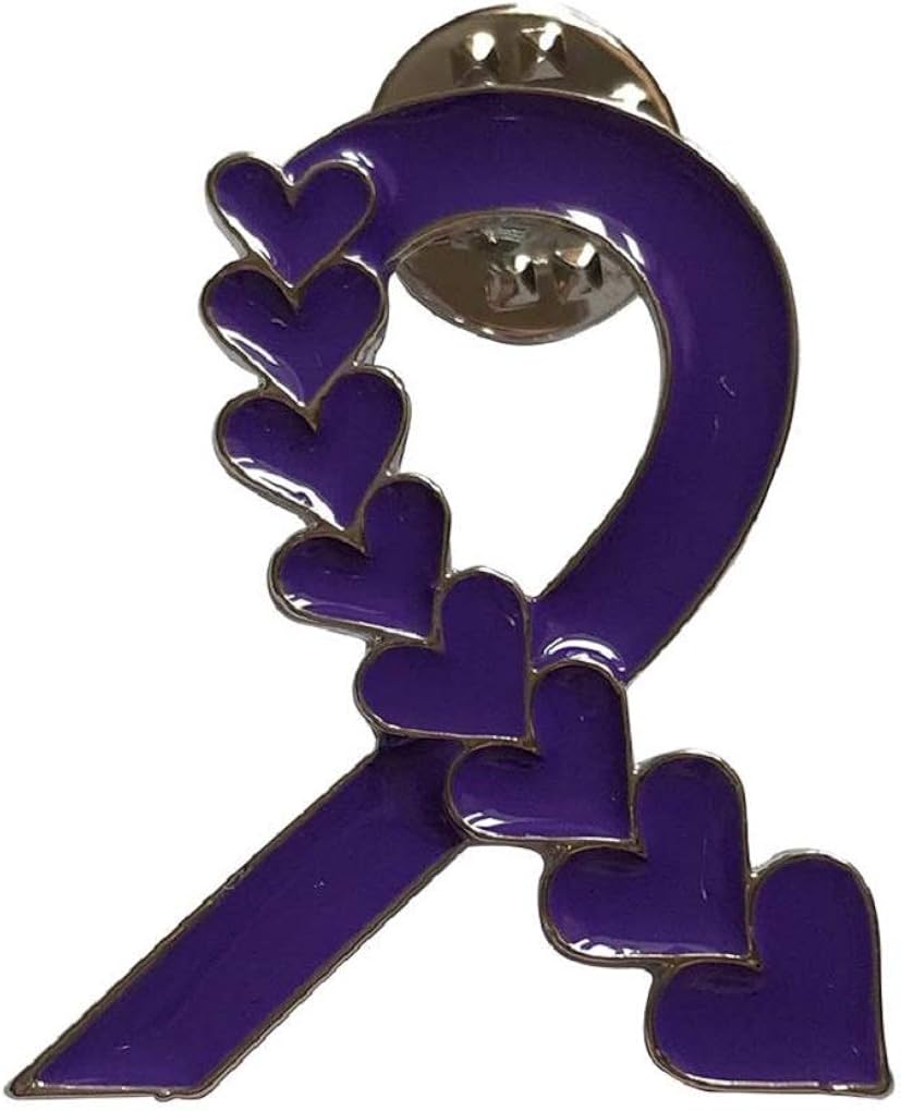 NEW Purple Heart Ribbon Awareness Brooch Lapel Pin Pancreatic Cancer
