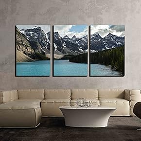 3 Piece Canvas Wall Art - Nature Mountain Sceney with Beautiful Lake - Modern Home Art Stretched and Framed Ready to Hang - 16"x24"x3 Panels
