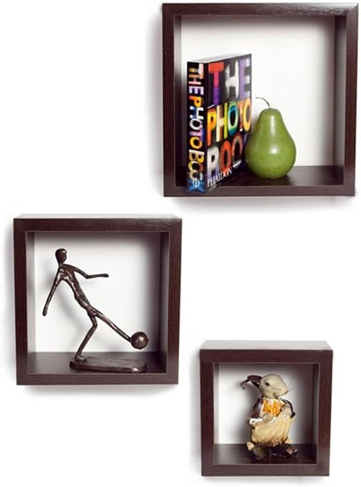 Amazon Com Royal Handicrafts Decornation Wall Shelf Black Set Of 3 Square Shelves Floating Wall Shelves Kitchen Dining