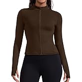 YIPINK Running Workout Jackets for Woman Lightweight Athletic Tops Slim Fit Yoga Sportwear with Thumb Holes