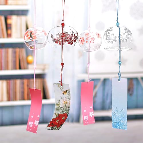 Fahibin 3 Pink Japanese Wind Chimes, Japanese Wind Chimes, Birthday Gift and Home Decoration