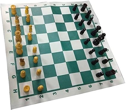 Monika Sports Fordable Chess + Woden Pawns + Storage Pouch Board Game Professional Chess Set