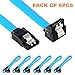 CYLAPEX SATA Cable III 3.0 Revision 18inch 6 Gbps with Locking Latch, 90-Degree to 180-Degree Plug Blue Pack of 6