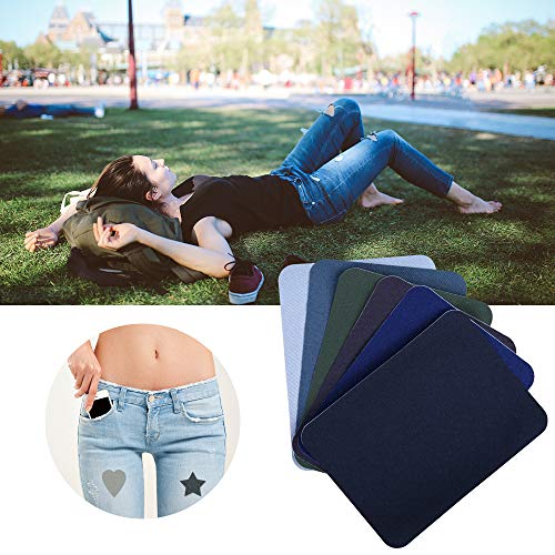 Naler 30 Pieces Iron on Patches Fabric Twill Patches for Clothing Jeans Jacket Cotton Jeans Repair Kit Art Craft Decoration Ornaments, 6 Colors (4.9" X 3.7") - Thumbnail 6
