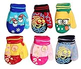 Toddler Heavy Insulated Acrylic Mitten with Funny Characters 6 Pack