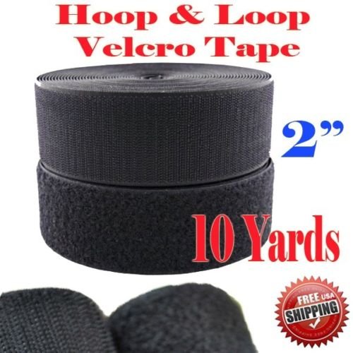2" Black Velcro Style Nylon Sew on Hook and Loop Tape, 10 Yds Length X 2" Width, Black