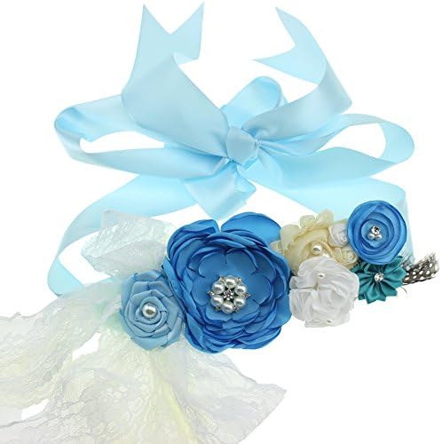 Maternity Flower Sash Wedding Bridal Belt Rhinestone Sash for Mom Baby Shower