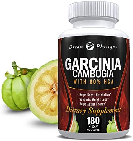 DREAM PHYSIQUE Pure Garcinia Cambogia * 180 700mg Extra Strength Veggie Capsules (90 Day Supply) * 100% All Natural HCA Extract * Weight Loss Supplement * Appetite Suppressant * Non GMO