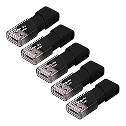 PNY 64GB Attaché 3 USB 2.0 Flash Drive 5-Pack, BLACK