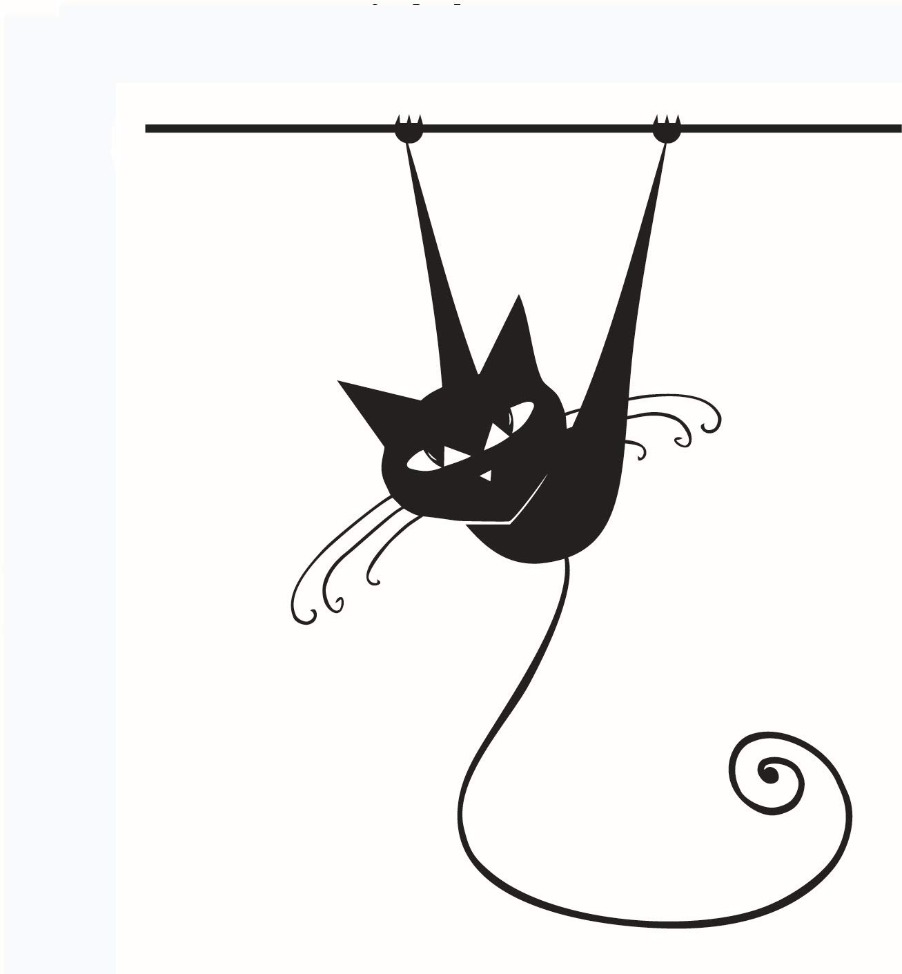 A Cute Hanging Black Cat Kitten Wall Sticker Decal for Home Children's Nursery Room Bedroom Decor