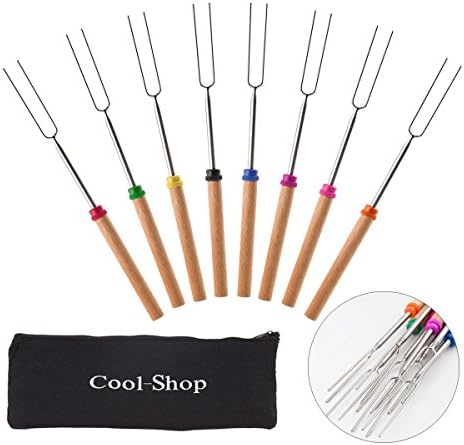 8PCS Cool-Shop Marshmallow Roasting Sticks Extending Roaster 32 Inch Extendable Forks For Perfect Smores &amp; Hot Dogs At The Campfire