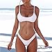KOFUN Womens Bikini Set Swimwear Brazilian Padded Top Swimsuit Solid Color Triangle Bottom White Large