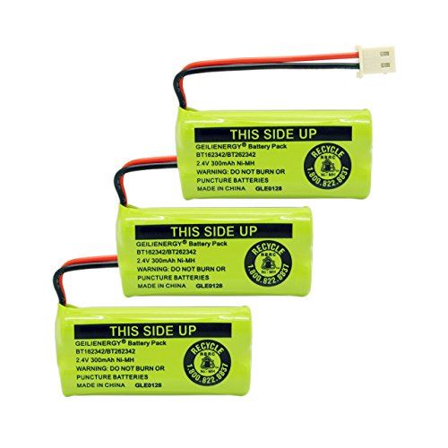 Geilienergy Ni-MH 2.4V 300mAh Cordless Phone Battery for VTech BT-166342 BT-266342 BT-162342 BT-262342 BT183342 BT-183342 Sanik 2SN-AAA40H-S-X2 CR1138 EL52251 VTech CS6329-3 (Pack of 3)