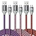 Fasgear Micro USB Charger Cable, 3 Pack 6ft Long Nylon Braided Fast Charging Cord Compatible Samsung Galaxy S7 S6 Edge J7, HTC, Nexus, LG, Sony, PS4 and More Android Devices (Purple,Pink,Red)