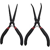 WISEUP 6" Mini Needle Nose Pliers Set,2-Piece Small Long Reach Bent Needle Nose Pliers for Jewelry DIY Craft,Repair & Wire Wrapping