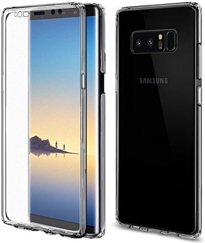 Galaxy Note 8 Case, Ultra Slim Clear Hybrid Shock Absorbing Scratch TPU Bumper with Built in Screen Protector Flexible Gel Cover 360 case 5 Colors (Black)