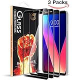 [3 Pack] LG V30 Screen Protector - MEBUYZ True Tempered Glass Full Cover Anti Scratch Bubble Free Ultra HD Clear Screen Protector Film for LG v30, Lifetime Replacement Warranty (Black) (LG v30)