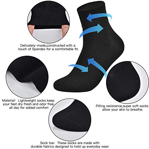 6 Pairs Mens Moisture Wicking Quarter Socks Work Running Comfy