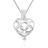 LGSY 925 Sterling Silver Heart Cage Pendants Crafting Charm for DIY Necklace Bracelet Jewelry Making