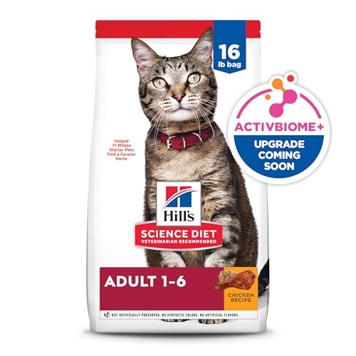 HILL’S SCIENCE DIET ADULT 1-6, ADULT 1-6 PREMIUM NUTRITION, DRY CAT FOOD, CHICKEN RECIPE, 16 LB BAG