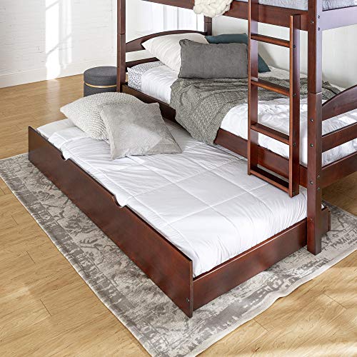 Walker Edison Solid Wood Twin Trundle Kids Bed Frame With Wheels Bunk bed Kids Bed Bedroom