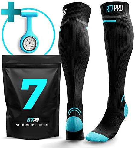 Compression Socks for Nurses + FREE Nurse Watch - BEST Gifts for Nurses - Perfect Nurse Accessories Kit - Graduated Fit to Prevent Varicose and Plantar Fasciitis - Nurse Compression Socks Women & Man