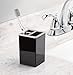mDesign Plastic Bathroom Vanity Countertop Accessory Set - Includes,Soap Dispenser, Toothbrush Holder, Lidded Canister, and Tumbler Rinsing Cup; Lumiere Collection - Set of 4 - Black/Brushed Chrome