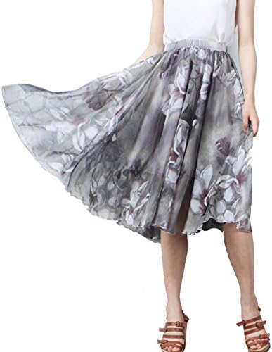 MINGXIN Gypsy / Bohemian Women's Printed Chiffon Pleated Knee-Long Skirt Multi9