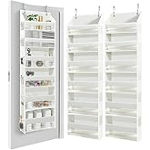 HOMELUX THEORY UPGRADED 6 Tiers Over The Door Organizer Hanging - 100D EXTRA THICK & 50lbs HUGE CAPACITY, 12 Side Mesh Pockets Over The Door Shoe Organizer, Hanging Closet Organizer (Ivory, 2pc)