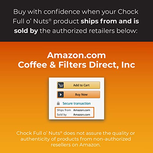 Chock Full o’Nuts New York Roast Ground Coffee, Dark Roast Arabica Coffee Beans Bold, Full