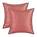 CaliTime Pack of 2 Silky Throw Pillow Covers Cases for Couch Sofa Bed Modern Light Weight Dyed Striped 18 X 18 Inches Coral Pink
