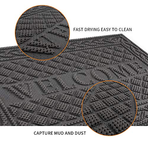 image for Mibao MBCS101MGY Entrance Door Mat, 24 x 36 inch Winter Durable Large 