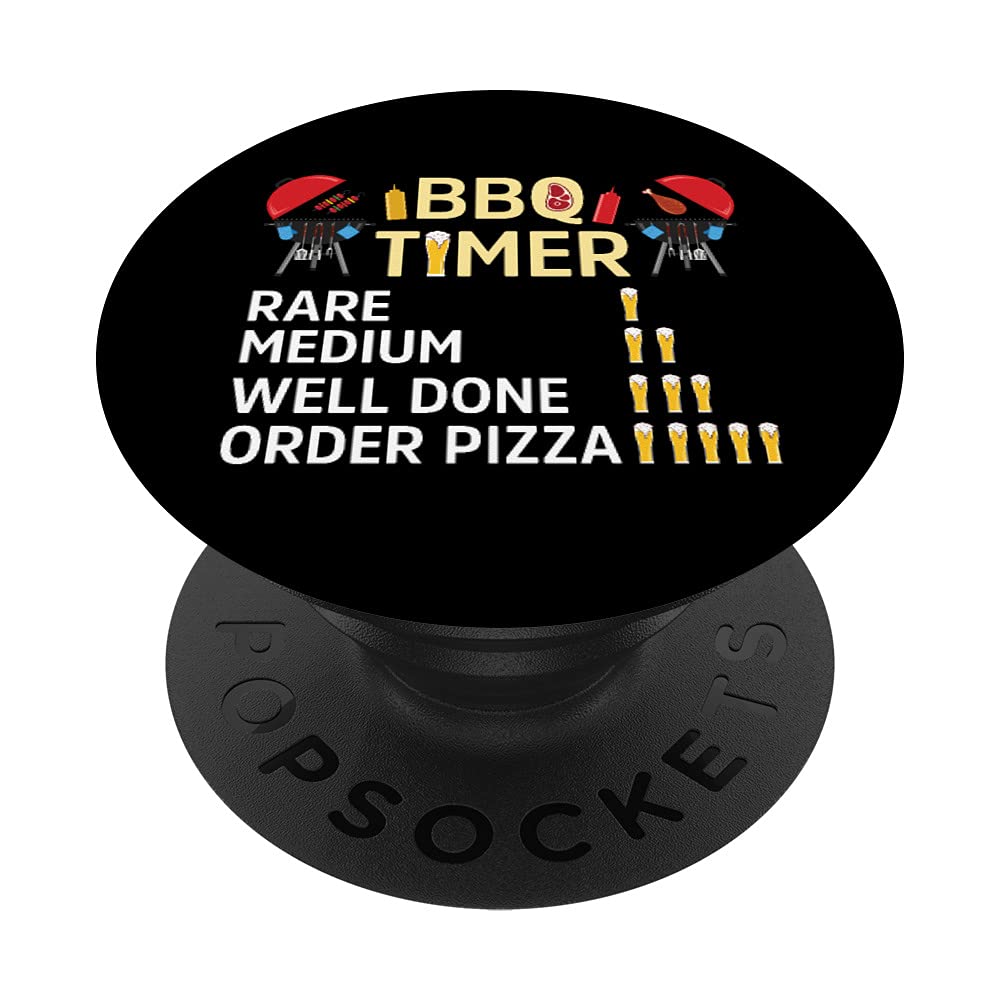 Funny BBQ Timer Barbecue Grill master Grilling Drinking beer PopSockets Swappable PopGrip