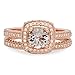 Dazzlingrock Collection 6.2mm Round Morganite & White Diamond Split Shank Halo Engagement Ring Set for Women in 14K Solid Rose Gold Size 5.5