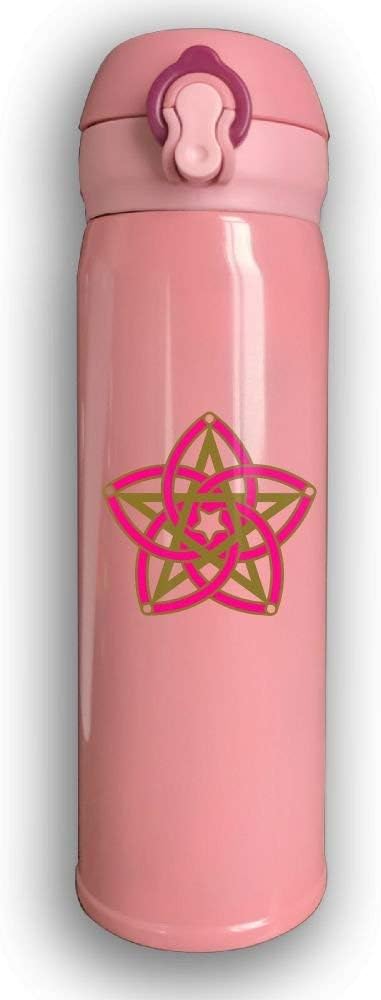Sports Drinking Bottle, Travel Mug Vacuum Bottle, Stainless Water Bottle Thermal Insulated Cup with Bounce Cover Designed Pentagram & Venus Flower,17 Oz