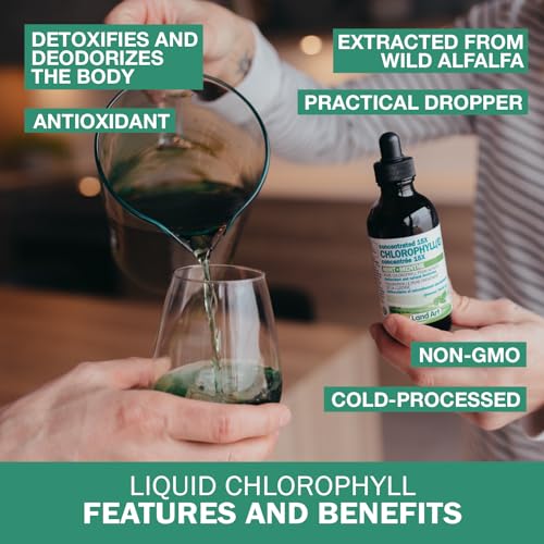 Liquid Chlorophyll Drops Mint 15X Concentrated 100ml - Detox - Alkaline - Natural Body Deodorant - Antioxidant - Cold Extracted from Non-GMO Alfalfa - Made in Canada