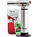 Professional Culinary Torch - Aluminum Refillable Crème Brulee Blow Torch - Safety Lock and Adjustable Flame - Perfect for Cooking, Baking, Crafts, BBQs - FREE Heat Resistant Place Mat + Recipe eBook