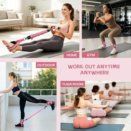 Set of Resistance Bands, Elastic Bands for Pedal and Handles, Ankle Pulleys Gym, Elastic Bands for Figure 8, Fitness Elastic Band for Abs at Home
