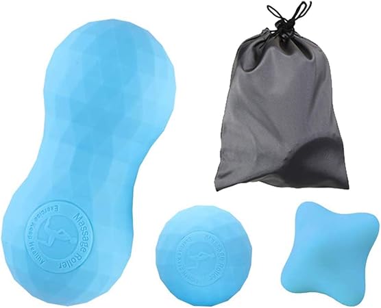 Amazon マッサージボール 令和２年進化型 筋膜ボール3個組 疲れ解消 ボールトレーニング 首 肩 背中 腰 ふくらはぎ 足裏 お尻 太もも 自宅 オフィス用 ストレッチボール トリガーポイント 筋膜リリース ヨガボール ツボ押しグッズリリース ヨガボール グレー3点