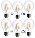 Bioluz LED Dimmable Filament A19 60 Watt (Uses 7 watts) Soft White (2700K) Light Bulb 6-Pack UL Listed