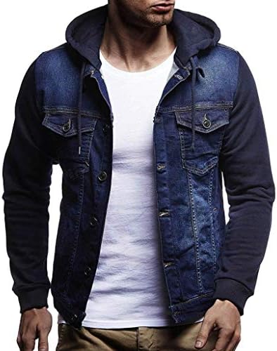 Autumn Winter Hooded Vintage Distressed Demin Hoodies Jacket Jean Coats Mens' Outwear Tops Coat Outwear