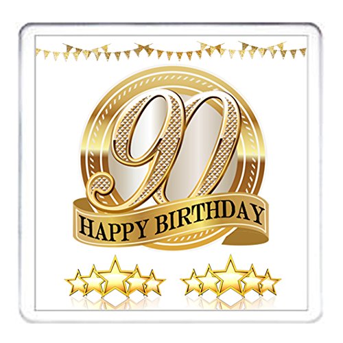 HAPPY BIRTHDAY, 90th Birthday Gift Coaster.