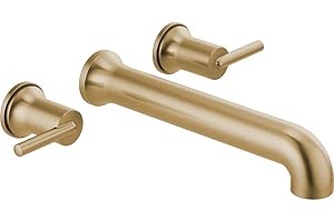 Delta Wall Mount Bathroom Faucet 3 Hole, Brushed Gold Bathroom Sink Faucet for Vanity, Champagne Bronze T5759-CZWL (Valve Not Included)