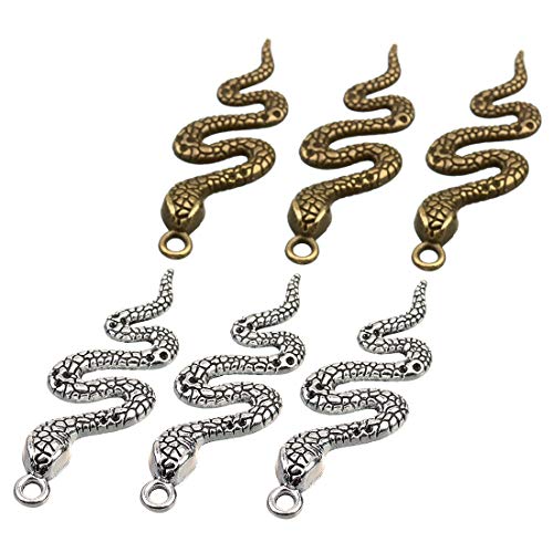 20 Pcs Alloy Snake Charms Mixed Smooth Metal Charms Pendants Accessory, DIY for Jewelry Making and Crafting(Silver)