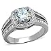 Marimor Jewelry 2.95 Carat Halo Cubic Zirconia Stainless Steel Engagement Ring Band Women's Size 7