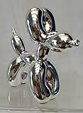 Balloon Dog Figurine Statue Home Decor - Miniature Size - Silver Metallic Finished
